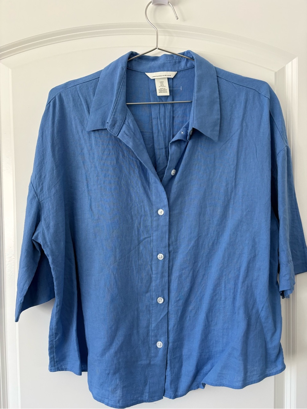 H&M Washed Blue Casual Button-Down Shirt